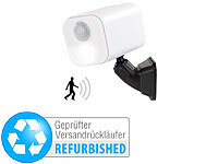 Luminea Wandlampe mit Batterien, Bewegungsmelder Dämmerungssensor; LED-Solar-Fluter mit Bewegungsmelder LED-Solar-Fluter mit Bewegungsmelder LED-Solar-Fluter mit Bewegungsmelder 