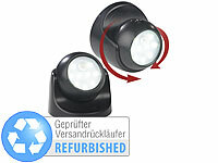 Luminea Taschenlampe, rund, LED Wandlampe mit Batterie; Solar-LED-Wandlichter mit Nachtlicht-Funktion, Wetterfeste LED-Fluter mit Radar-Bewegungssensor (warmweiß) Solar-LED-Wandlichter mit Nachtlicht-Funktion, Wetterfeste LED-Fluter mit Radar-Bewegungssensor (warmweiß) Solar-LED-Wandlichter mit Nachtlicht-Funktion, Wetterfeste LED-Fluter mit Radar-Bewegungssensor (warmweiß)