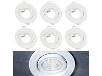 Luminea 6er-Set Einbaurahmen für MR16, weiß, schwenkbar; LED-Spots GU10 (warmweiß) LED-Spots GU10 (warmweiß) 