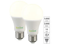 Luminea 2er-Set LED-Lampen mit Dämmerungssensor, E27, 11 W, 1.050 lm, warmweiß