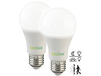 Luminea Sensorlampe, Glühbirne mit Bewegungsmelder; LED-Tropfen E27 (warmweiß) LED-Tropfen E27 (warmweiß) LED-Tropfen E27 (warmweiß) LED-Tropfen E27 (warmweiß) 