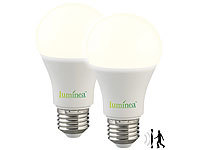 Luminea Bewegungsmelder Lampe, Birne mit Bewegungsmelder; LED-Tropfen E27 (tageslichtweiß) LED-Tropfen E27 (tageslichtweiß) LED-Tropfen E27 (tageslichtweiß) LED-Tropfen E27 (tageslichtweiß) 
