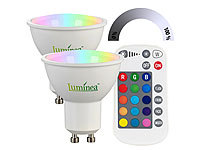 Luminea GU10 RGB, LED-Lampe GU 10, LED-Leuchtmittel GU10 farbig; LED-Spots GU10 (warmweiß) LED-Spots GU10 (warmweiß) LED-Spots GU10 (warmweiß) LED-Spots GU10 (warmweiß) 