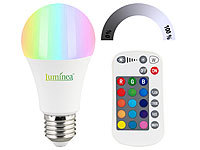 Luminea E27 RGB, Glühlampe mit Fernbedienung, LED Fernbedienung; LED-Tropfen E27 (warmweiß) LED-Tropfen E27 (warmweiß) LED-Tropfen E27 (warmweiß) LED-Tropfen E27 (warmweiß) 