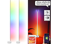 Luminea Home Control 2er-Set WLAN-Steh-/Eck-Leuchten mit RGB-CCT-IC-LEDs, 12 W, App, weiß; WLAN-LED-Deckenleuchte CCT 
