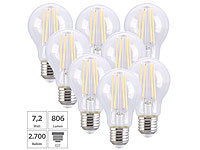 Luminea 8er-Set LED-Filament-Lampen E27 7,2 W (ersetzt 60 W) 806 lm warmweiß; LED-Spots GU10 (warmweiß), LED-Tropfen E27 (tageslichtweiß) 