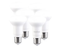 Luminea LED-Birnen E27 R63, Kaltweisse E27 LED-Birnen; LED-Tropfen E27 (warmweiß) LED-Tropfen E27 (warmweiß) LED-Tropfen E27 (warmweiß) LED-Tropfen E27 (warmweiß) 