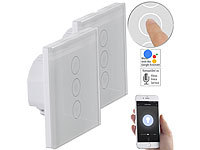 Luminea Home Control 2er-Set Touch-Lichtschalter & Dimmer, für Alexa & Google Assistant; WLAN-Steckdosen WLAN-Steckdosen 