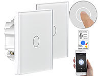 Luminea Home Control 2er-Set Touch-WLAN-Lichtschalter, für Siri, Alexa & Google Assistant