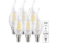 Luminea 6er-Set LED-Filament-Kerzen E14, 4 W (ersetzt 40 W), 470 lm, warmweiß