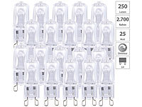 Luminea 20er-Set Halogen-Stiftsockellampen G9, 25 W, 250 lm, warmweiß, dimmbar; Glüh-Birnen, Lampen G9 HalogenHalogen-LampenLeuchtmittel dimmbarKapsel-Birnen Glüh-Birnen, Lampen G9 HalogenHalogen-LampenLeuchtmittel dimmbarKapsel-Birnen 