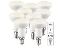 Luminea 9er-Set LED-Reflektoren, R50, warmweiß, 450 lm, E14, 5W (ersetzt 40W); LED-Tropfen E27 (warmweiß) LED-Tropfen E27 (warmweiß) 