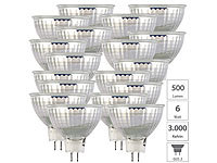 Luminea 18er-Set LED-Spot mit Glasgehäuse GU5.3, 6 W, 500 lm, 3000 K, F; LED-Tropfen E27 (warmweiß) 