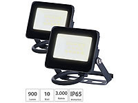 Luminea Wetterfester Mini-LED-Fluter, 10 W, 945 lm, IP65, 3.000 K, 2er-Set; Wetterfester LED-Fluter (tageslichtweiß), LED-Fluter mit Bewegungsmelder (tageslichtweiß) 