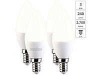 Luminea 4er-Set LED-Kerzen E14, C37, 3 W (ersetzt 30 W), 240 lm, warmweiß; LED-Tropfen E27 (warmweiß) LED-Tropfen E27 (warmweiß) 