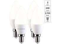 Luminea 4er-Set LED-Kerzen E14, C37, 3 W (ersetzt 30 W), 240 lm, warmweiß; LED-Tropfen E27 (warmweiß) LED-Tropfen E27 (warmweiß) LED-Tropfen E27 (warmweiß) LED-Tropfen E27 (warmweiß) 