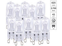 Luminea 10er-Set Halogen-Stiftsockellampen G9, 42 W, 625 lm, warmweiß, dimmbar