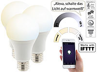 Luminea Home Control 3er-Set WLAN-LED-Lampen, mit Sprachsteuerung, E27, 1.055 lm, CCT; LED-Lampen, LeuchtmittelWLAN-LeuchtmittelWLAN-Lampen AlexaWLAN-LichtWiFi-kompatible WLAN-LED-LampenWLAN-LED-BirnenLED-LeuchtmittelLED-Leuchtmittel E27LED-Lampen für Smarthome-SystemeInnenraumbeleuchtungenGlühlampen Sparlampen Glühbirnen Energiesparlampen Spots Farben kaltweiß warmweiß Birnenformen SMDsLED-Lampen für E27-FassungenLeuchten AlexaWireless LED Bulbs with voice control LED-Lampen, LeuchtmittelWLAN-LeuchtmittelWLAN-Lampen AlexaWLAN-LichtWiFi-kompatible WLAN-LED-LampenWLAN-LED-BirnenLED-LeuchtmittelLED-Leuchtmittel E27LED-Lampen für Smarthome-SystemeInnenraumbeleuchtungenGlühlampen Sparlampen Glühbirnen Energiesparlampen Spots Farben kaltweiß warmweiß Birnenformen SMDsLED-Lampen für E27-FassungenLeuchten AlexaWireless LED Bulbs with voice control 