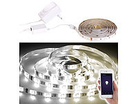 Luminea WLAN-LED-Streifen, weiß, 5 m, Amazon Alexa & Google Assistant komp.; LED-Unterbaulampen (warmweiß) LED-Unterbaulampen (warmweiß) LED-Unterbaulampen (warmweiß) LED-Unterbaulampen (warmweiß) 