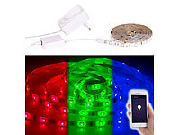 Luminea WLAN-LED-Streifen in RGB, 2 m, Amazon Alexa & Google Assistant komp.; WLAN-LED-Streifen-Sets weiß WLAN-LED-Streifen-Sets weiß 