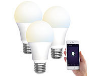 Luminea Home Control 3er-Set WLAN-LED-Lampen, E27, 806lm, für Alexa & Google Assistant, CCT