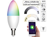 Luminea Home Control WLAN-LED-Kerze, E14, RGB-CCT, 5,5 W (ersetzt 40 W), 470 lm, App; WLAN-LED-Lampen E27 RGBW 