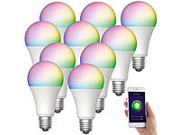 Luminea Home Control 10er-Set WLAN-LED-Lampen, E27, RGB-CCT, 9W (ersetzt 75W), F, 80lm, App; WLAN-Steckdosen mit Stromkosten-Messfunktion WLAN-Steckdosen mit Stromkosten-Messfunktion WLAN-Steckdosen mit Stromkosten-Messfunktion WLAN-Steckdosen mit Stromkosten-Messfunktion 