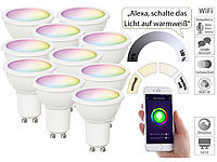 Luminea Home Control 10er-Set WLAN-LED-Spots, GU10, RGB-CCT, 4,5 Watt, F; 350 lm, 100°, App; WLAN-LED-Lampen E27 RGBW WLAN-LED-Lampen E27 RGBW WLAN-LED-Lampen E27 RGBW 