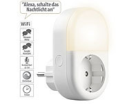 Luminea Home Control WLAN-Steckdose mit smartem LED-Nachtlicht, App & Sprachsteuerung, 16 A