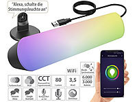 Luminea Home Control WLAN-USB-Stimmungsleuchte mit RGB+CCT-LEDs, App, 80 lm, 3,5 W, schwarz