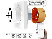 Luminea Home Control WLAN-Unterputz-Lichtschalter & Dimmer mit Dreh & Drück-Funktion, App; WLAN-LED-Lampen E27 RGBW 