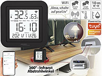 Luminea Home Control Lernfähige IR-Fernbedienung, Temperatur/Luftfeuchte, Display und App; LED-Nachtlichter mit Timer und Steckdose, App- und Sprachsteuerung, dimmbar 