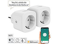 Luminea Home Control 2er-Set WLAN-Steckdosen, Apple-HomeKit-zertifiziert, Sprachsteuerung; WLAN-Steckdosen mit Stromkosten-Messfunktion WLAN-Steckdosen mit Stromkosten-Messfunktion WLAN-Steckdosen mit Stromkosten-Messfunktion WLAN-Steckdosen mit Stromkosten-Messfunktion 