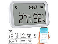 Luminea Home Control 3in1-WLAN-Sensor für Temperatur, Luftfeuchtigkeit und Helligkeit, App