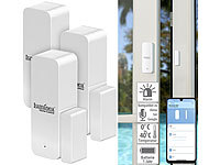Luminea Home Control 3er-Set ZigBee-Tür & Fensteralarm, für Alexa, GA und Siri, App; WLAN-Tür & Fensteralarme WLAN-Tür & Fensteralarme 