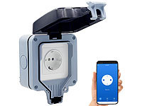 Luminea Home Control WLAN Steckdose, Outdoor WLAN Steckdose; WLAN-Steckdosen mit Stromkosten-Messfunktion WLAN-Steckdosen mit Stromkosten-Messfunktion WLAN-Steckdosen mit Stromkosten-Messfunktion WLAN-Steckdosen mit Stromkosten-Messfunktion 