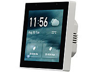 Luminea Home Control Einbau-Smarthome-Zentrale, 4"/10,2cm Touchscreen, WLAN, ZigBee-Gateway; WLAN-Steckdosen mit Stromkosten-Messfunktion WLAN-Steckdosen mit Stromkosten-Messfunktion 