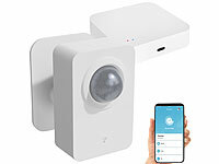 Luminea Home Control Funkbewegungsmelder, Bewegungsmelder mit Gateways; Batteriebetriebene ZigBee-PIR-Bewegungsmelder mit App, Outdoor-PIR-Sensoren, ZigBee-kompatibel Batteriebetriebene ZigBee-PIR-Bewegungsmelder mit App, Outdoor-PIR-Sensoren, ZigBee-kompatibel Batteriebetriebene ZigBee-PIR-Bewegungsmelder mit App, Outdoor-PIR-Sensoren, ZigBee-kompatibel 