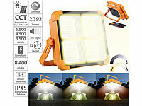 Luminea High-Power-LED-Strahler, Akku, Solar, 2392 lm, dimmbar, CCT, Powerbank; Wasserfeste LED-Fluter (warmweiß)