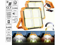 Luminea 2er-Set High-Power-LED-Strahler, Akku, Solar, 2392 lm, dimmbar, CCT; Wasserfeste LED-Fluter (warmweiß)