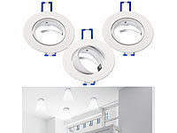 Luminea Einbaustrahler-Fassung, Deckeneinbaustrahler-Rahmen; LED-Spots GU10 (warmweiß) LED-Spots GU10 (warmweiß) LED-Spots GU10 (warmweiß) LED-Spots GU10 (warmweiß) 