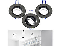 Luminea 3er-Set Alu-Einbaustrahler-Rahmen, Abstrahlwinkel einstellbar, schwarz; LED-Spots GU10 (warmweiß) LED-Spots GU10 (warmweiß) LED-Spots GU10 (warmweiß) LED-Spots GU10 (warmweiß) 