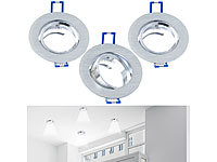 Luminea 3er-Set Alu-Einbaustrahler-Rahmen, Abstrahlwinkel einstellbar, silber; LED-Spots GU10 (warmweiß) LED-Spots GU10 (warmweiß) LED-Spots GU10 (warmweiß) LED-Spots GU10 (warmweiß) 