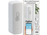 Luminea Home Control ZigBee-Temperatur & Luftfeuchtigkeits-Sensor mit App, Sprachsteuerung; ZigBee-Tür- und Fensteralarme mit App, WLAN-Temperatur- & Luftfeuchtigkeits-Sensoren mit App und Sprachsteuerung ZigBee-Tür- und Fensteralarme mit App, WLAN-Temperatur- & Luftfeuchtigkeits-Sensoren mit App und Sprachsteuerung 