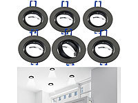 Luminea 6er-Set Einbaustrahler-Rahmen, einstellbarer Abstrahlwinkel, schwarz; LED-Spots GU10 (warmweiß) 