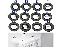 Luminea 12er-Set Einbaustrahler-Rahmen, einstellbarer Abstrahlwinkel, schwarz; LED-Spots GU10 (warmweiß) LED-Spots GU10 (warmweiß) LED-Spots GU10 (warmweiß) 