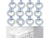 Luminea 12er-Set Einbaustrahler-Rahmen, einstellbarer Abstrahlwinkel, alu; LED-Spots GU10 (warmweiß) 