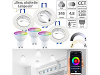 Luminea 3er-Set LED-Spots GU10 mit Alu-Einbaurahmen, RGB-CCT, 4,8W, für ZigBee