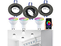 Luminea Einbauspot-Fassungen, Einbau-Fassung schwenkbar, Einbaurahmen; LED-Spots GU10 (warmweiß) LED-Spots GU10 (warmweiß) LED-Spots GU10 (warmweiß) LED-Spots GU10 (warmweiß) 