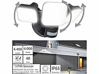 Luminea High-Power-Außenwand-LED-Sicherheitsleuchte, PIR-Sensor, 4400 lm, IP65